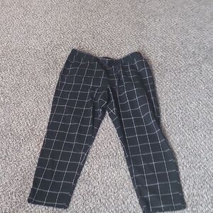 Black and White Chino Pants with Windowpane Pattern